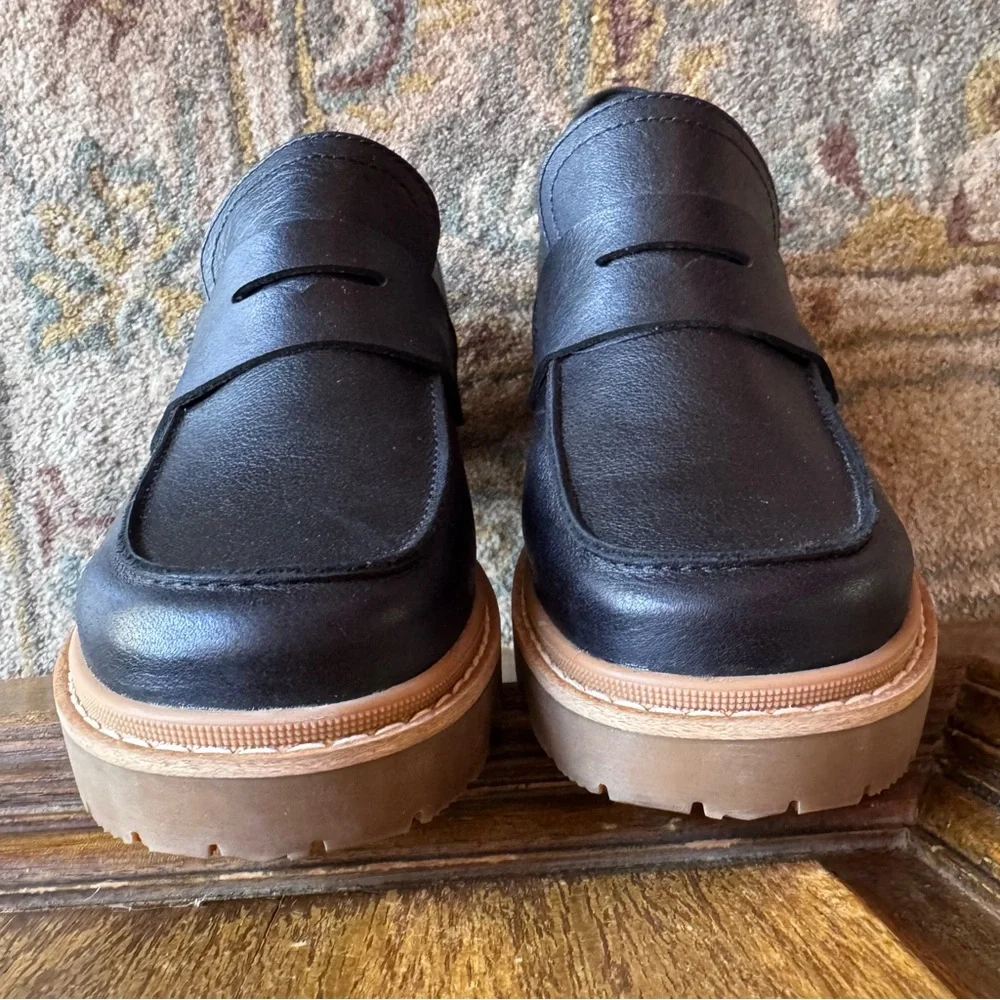 🦋Sorel Women's Black Chunky Joan Now City Leather Penny Loafers🦋 - Picture 6 of 11